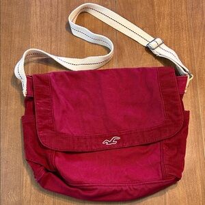 Hollister Burgundy Crossbody Bag with Cream Strap